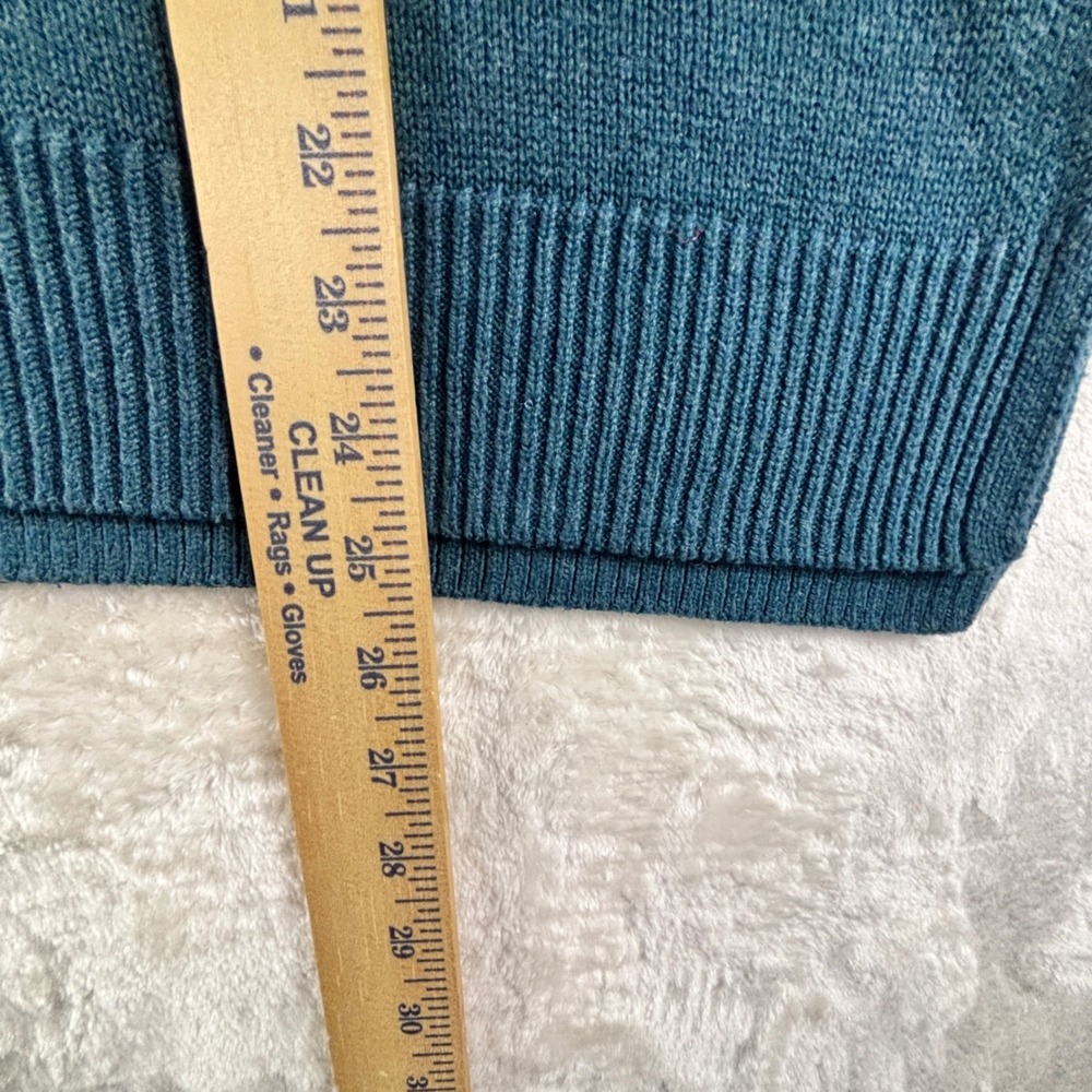 Ella Moss Sweater Womens L Teal Blue Crew Neck Long Sleeve Knit Hem Slits Soft - Picture 7 of 9